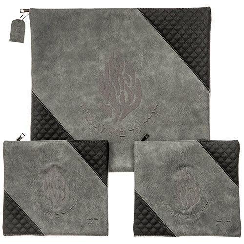 Leather Like Talit - Tefilin Set 41*38 Cm With Embroidery