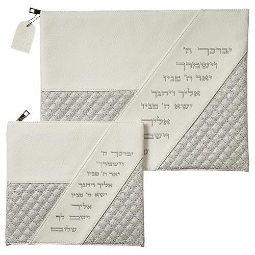 Faux Leather Like Talit - Tefilin Set 36*29 Cm With Embroidery