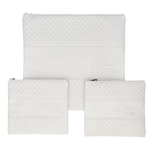 Leather Like Talit - Tefilin Set 41*38 Cm With Embroidery