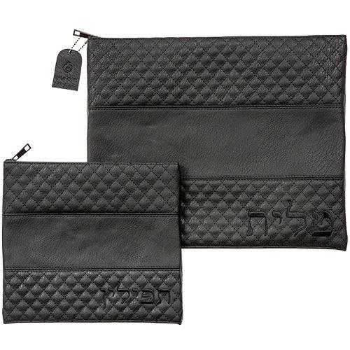 Leather Like Talit - Tefilin Set 36*29 Cm With Embroidery