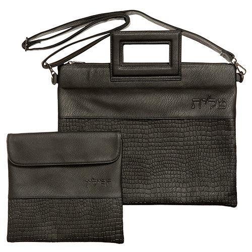 PU Fabric Talit & Tefilin Set 38*31 cm with Handles- Black