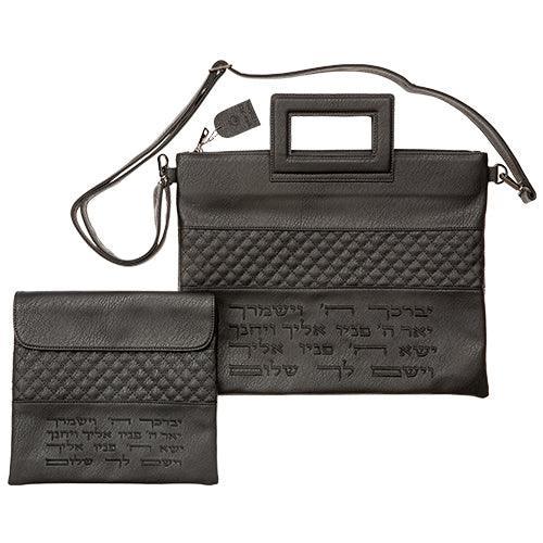 Leather Like Talit & Tefilin Set 38*33 Cm - Black
