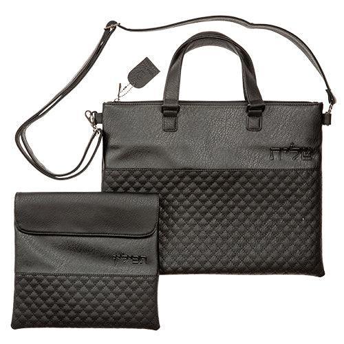 PU Fabric Talit & Tefilin Set 38*31 cm with Handles- Black