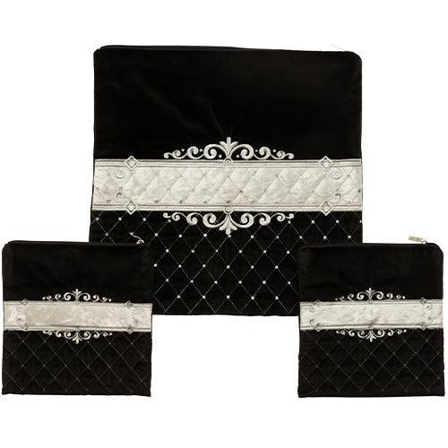 Elegant Velvet Talit & Tefilin "Rashi" 3 Pc. Set with Stones 42*40 Cm