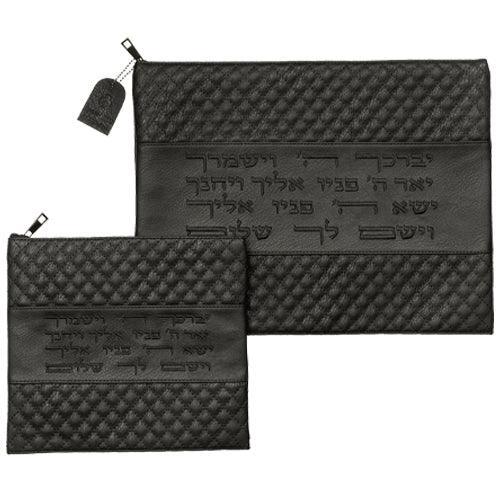 Faux Leather Like Talit - Tefilin Set 36*29 cm with Embroidery