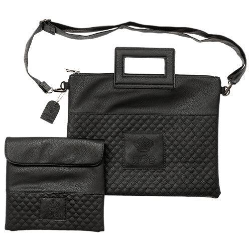 PU Fabric Talit & Tefilin Set 38*31 cm with Handles- Black