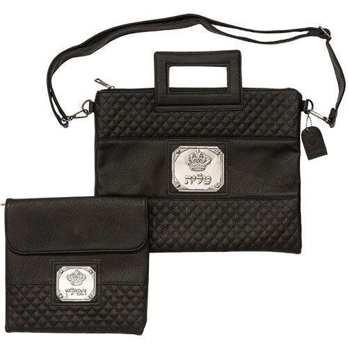 Leather Like Talit Bag with Plate 36*29 cm - Black