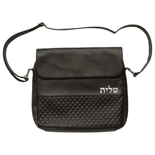 PU Fabric Talit 40*36 cm with Handle- Black