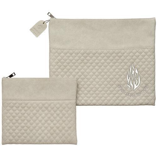 Leather Like Talit - Tefilin Set 36*29 cm with Embossed logo - Gray