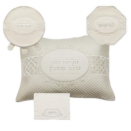 Leather Like 4 pcs Passover Set: Pillow, Passover & Afikoman Covers with Towel