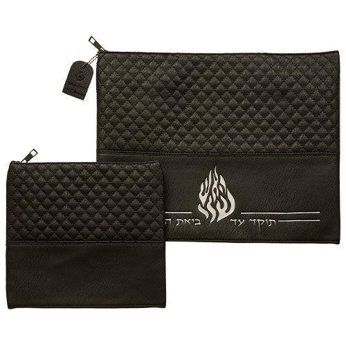 Leather Like Talit - Tefilin Set 36*29 cm with Embossed logo - Black