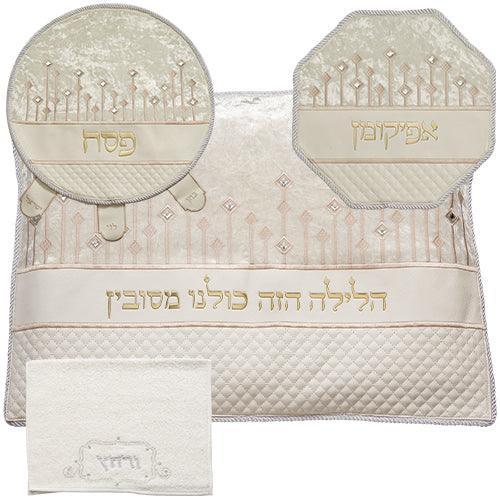 Leather Like 4 pcs Passover Set: Pillow, Passover & Afikoman Covers with Towel