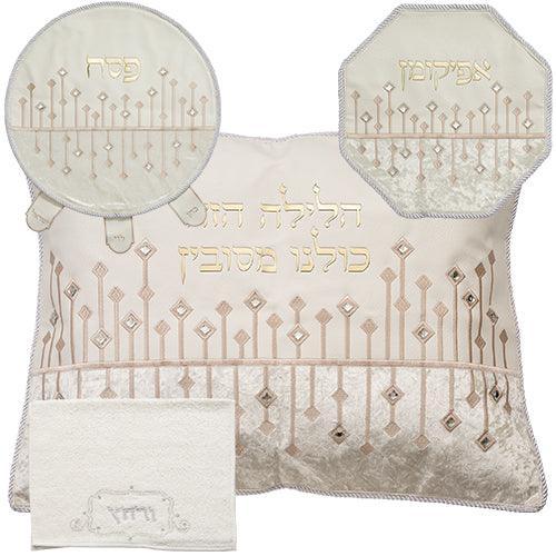Leather Like 4 pcs Passover Set: Pillow, Passover & Afikoman Covers with Towel