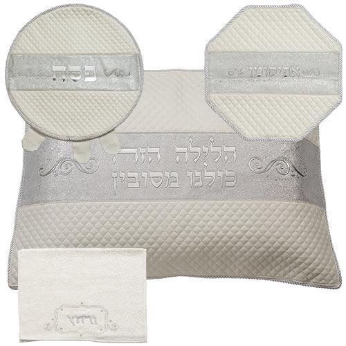 Leather Like 4 pcs Passover Set: Pillow, Passover & Afikoman Covers with Towel