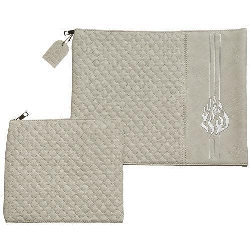 Leather Like Talit - Tefilin Set 36*29 cm with Embossed logo - Stone