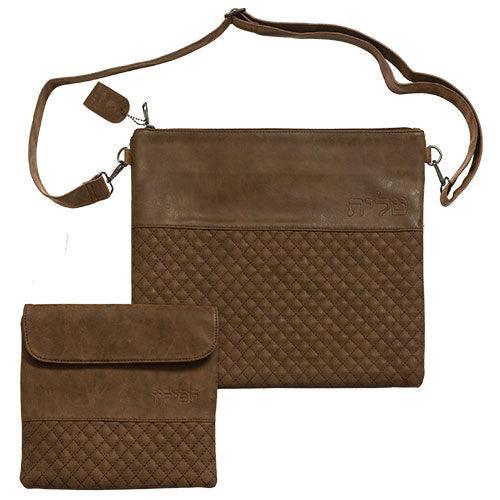 Leather Like Talit & Tefilin Set 36*33 cm - Brown