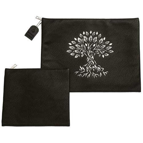 Leather Like Talit - Tefilin Set 36*29 cm Black with Embossed Letters