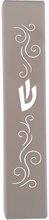 Laser Cut Metal Mezuzah Case 12cm Floral Gray