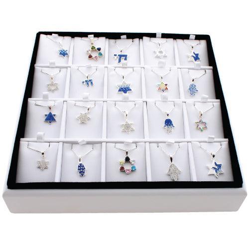 Full Display- 20 Pendants Inlaid With Stones And Chains