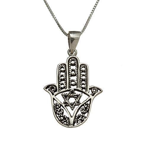 Sterling Silver Necklace- Filigree Star Of David 3 Cm