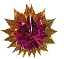 Pink and Gold Pleated Star - Pack of 12 - 12"