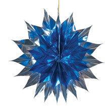 Blue and Silver Pleated Star - Pack of 12 - 12"