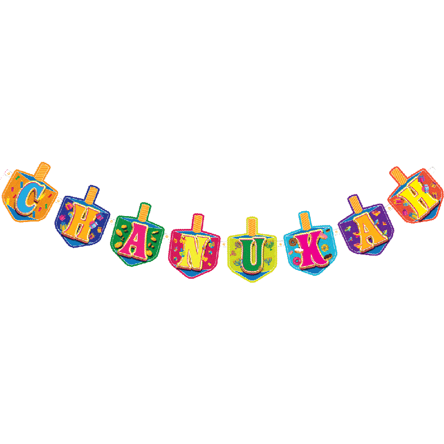 Happy Chanukah Banner - Dreidel shape