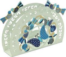 Laser Cut Napkin Holder Bird Design-Blue