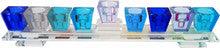 Crystal Menorah-Blue Cube Design 11" Long