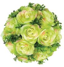 8" Rose Ball with Leaves, Multiple Colors Green