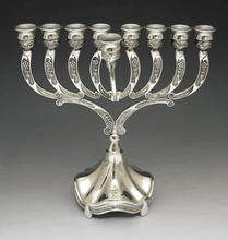 Pewter Oil or Candle Menorah 9"