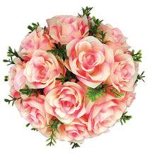 8" Rose Ball with Leaves, Multiple Colors Pink