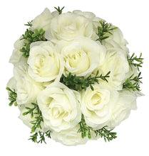 8" Rose Ball with Leaves, Multiple Colors White