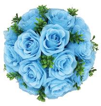 8" Rose Ball with Leaves, Multiple Colors Blue
