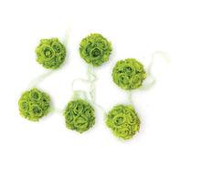 9' Garland with 6 Rose Balls, Multiple Colors Green