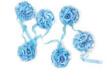 9' Garland with 6 Rose Balls, Multiple Colors Blue