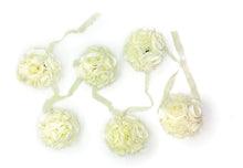 9' Garland with 6 Rose Balls, Multiple Colors White