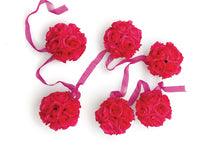 9' Garland with 6 Rose Balls, Multiple Colors Red
