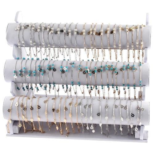 Rhodium Bracelets With Display- Assorted Star Of David And Hamsa (72)