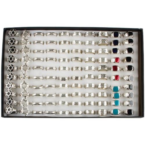 Metal Rings With Display- Assorted Designs And Sizes (100)