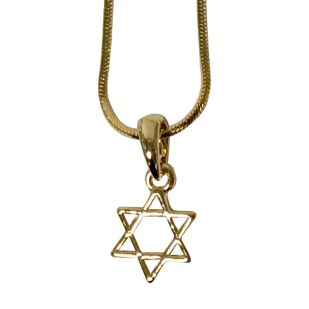 Rhodium Pendant- Small Magen David 1 cm- Gold Color, 45 cm Necklace