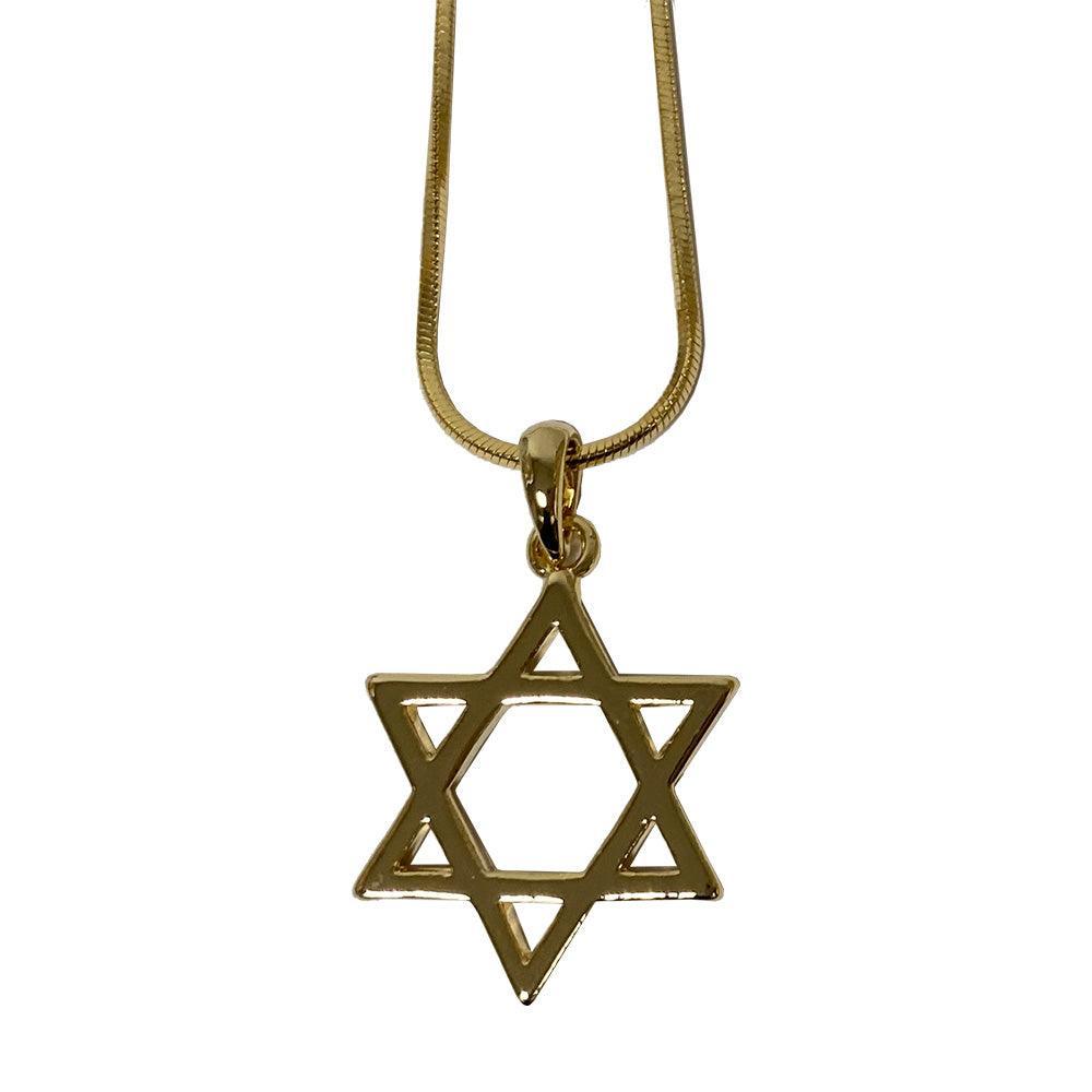 Rhodium Pendant- Large Magen David 2 cm- Gold Color, 45 cm Necklace