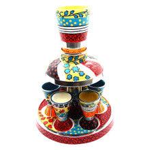 Hadarya Hand Painted Kiddush Fountain-6 Cups-Colorful