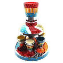 Hadarya Hand Painted Kiddush Fountain-6 Cups-Colorful