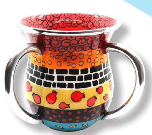 Hadarya Hand Painted Washcup-Red Colors