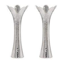Emanuel Hammered Flower Shaped Candlesticks-Silver 6"