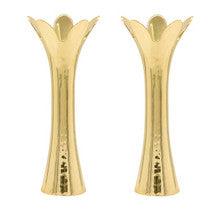 Emanuel Hammered Flower Shaped Candlesticks-Gold 6"