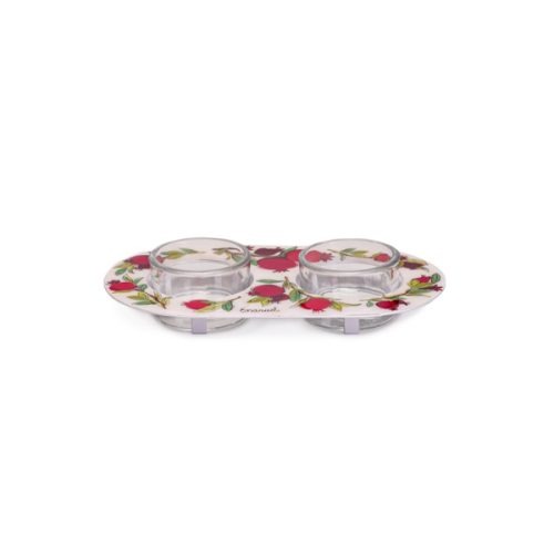 Candlestick for 2 T-lights + Painting - Pomegranates Candlestick for 2 T-lights + Painting - Pomegranates  Candlestick for 2 T-lights + Painting - Pomegranates