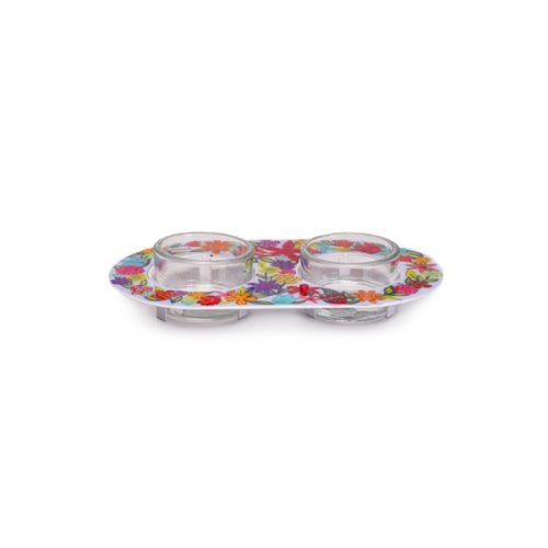 Candlestick for 2 T-lights + Painting - Flowers