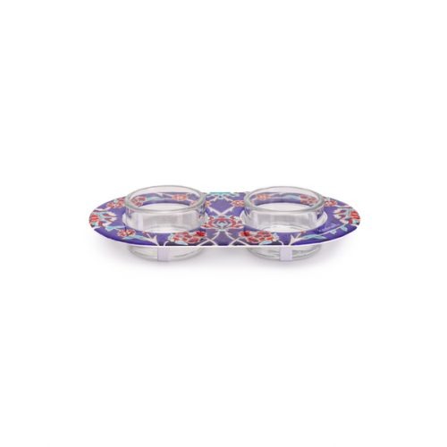 Candlestick for 2 T-lights + Painting - Blue Armenian